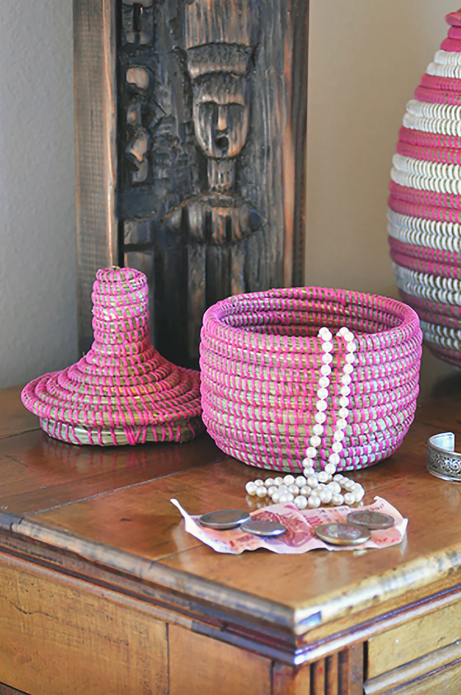 Mini Pink Lidded Basket