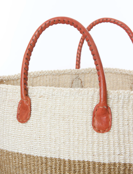 Ivory, Sand, and Onyx Strata Tote Bag from Kenya