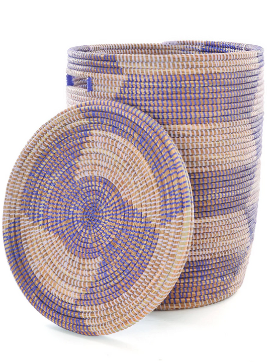 Purple Herringbone Flat Lid Basket from Senegal