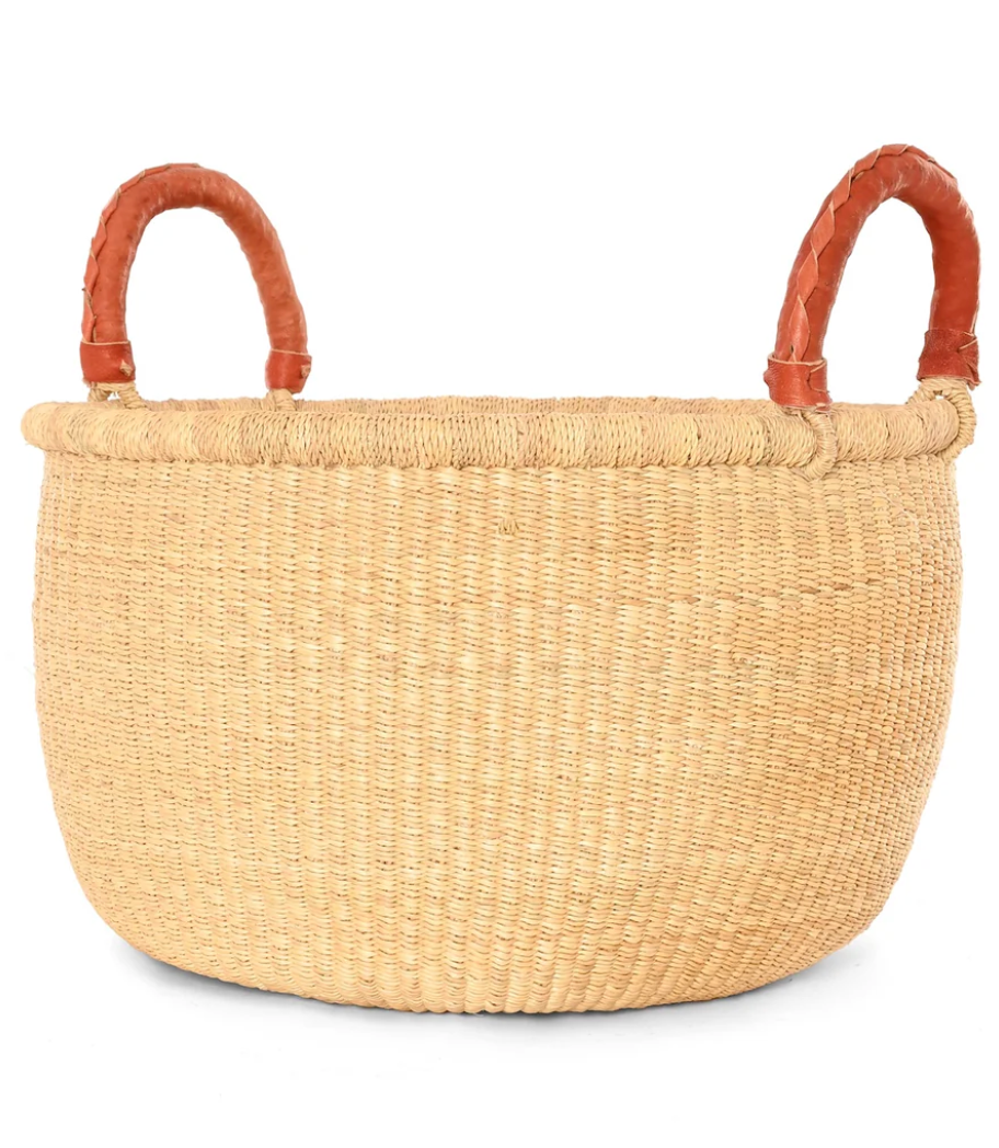 All Natural Double Handle Bolga Basket from Ghana
