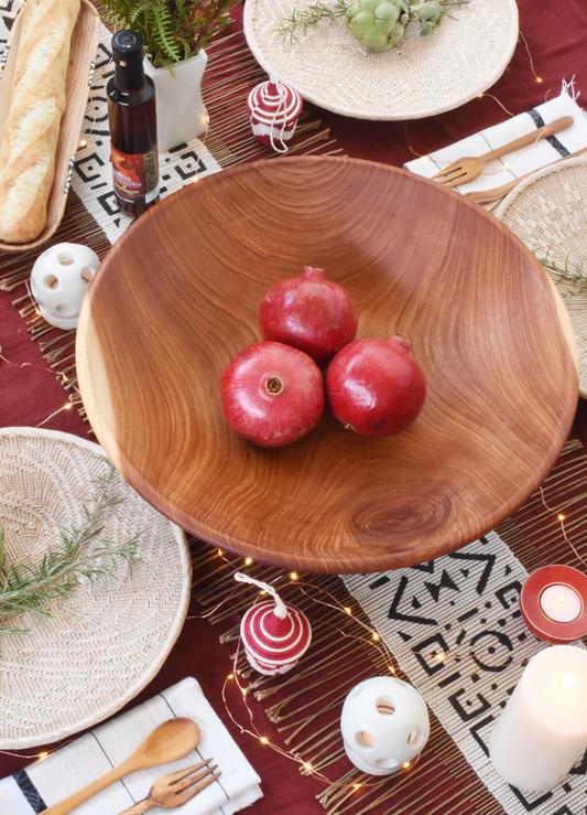 Large Mahogany Wood Salad Bowl from Zimbabwe