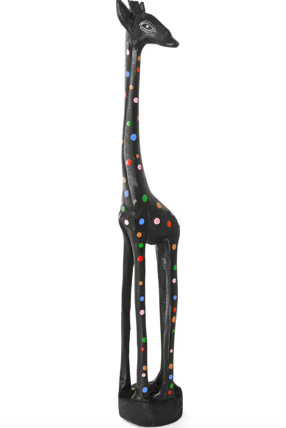 Black Jacaranda Giraffe with Rainbow Dots from Kenya
