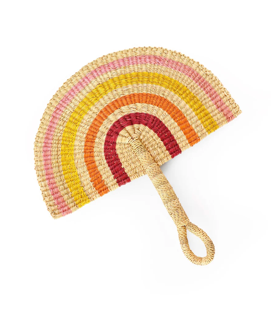 Sunset Half Moon Hand Fan from Ghana