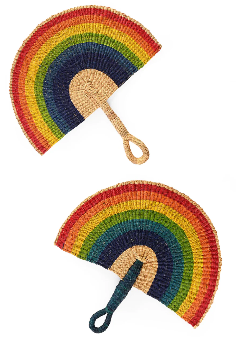 Rainbow Half Moon Hand Fan from Ghana