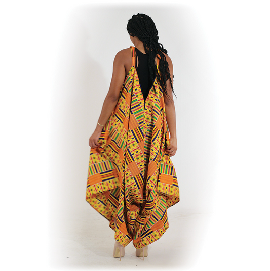 Kente Palazzo Jumpsuit in Orange