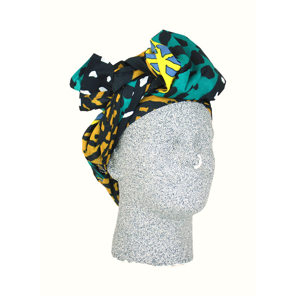 Blue & Orange African Print Head Wrap