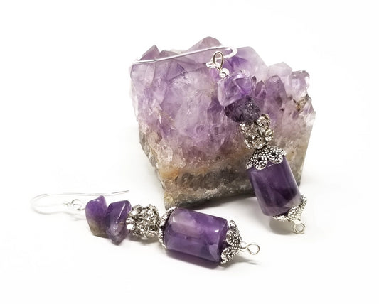 'Shauku' Amethyst Earrings with Crystal Accents