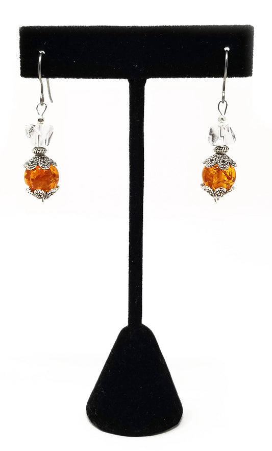 'Tendai' Amber Earrings with Crystal Accents