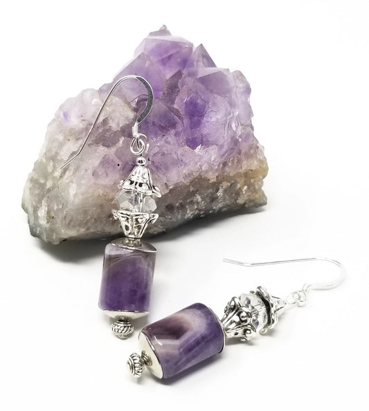 'Zoya' Crystal Earrings with Polished Amethyst