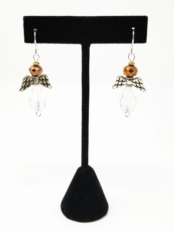 'Shaba' Crystal Angel Earrings in Copper