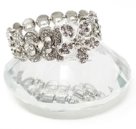 'Dalia' Crystal Flower Bracelet in Silver