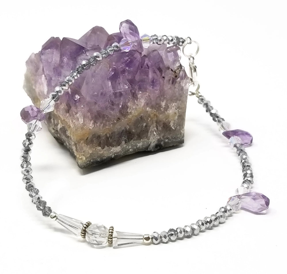 'Laini' Crystal Anklet in Purple