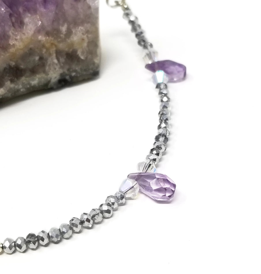 'Laini' Crystal Anklet in Purple