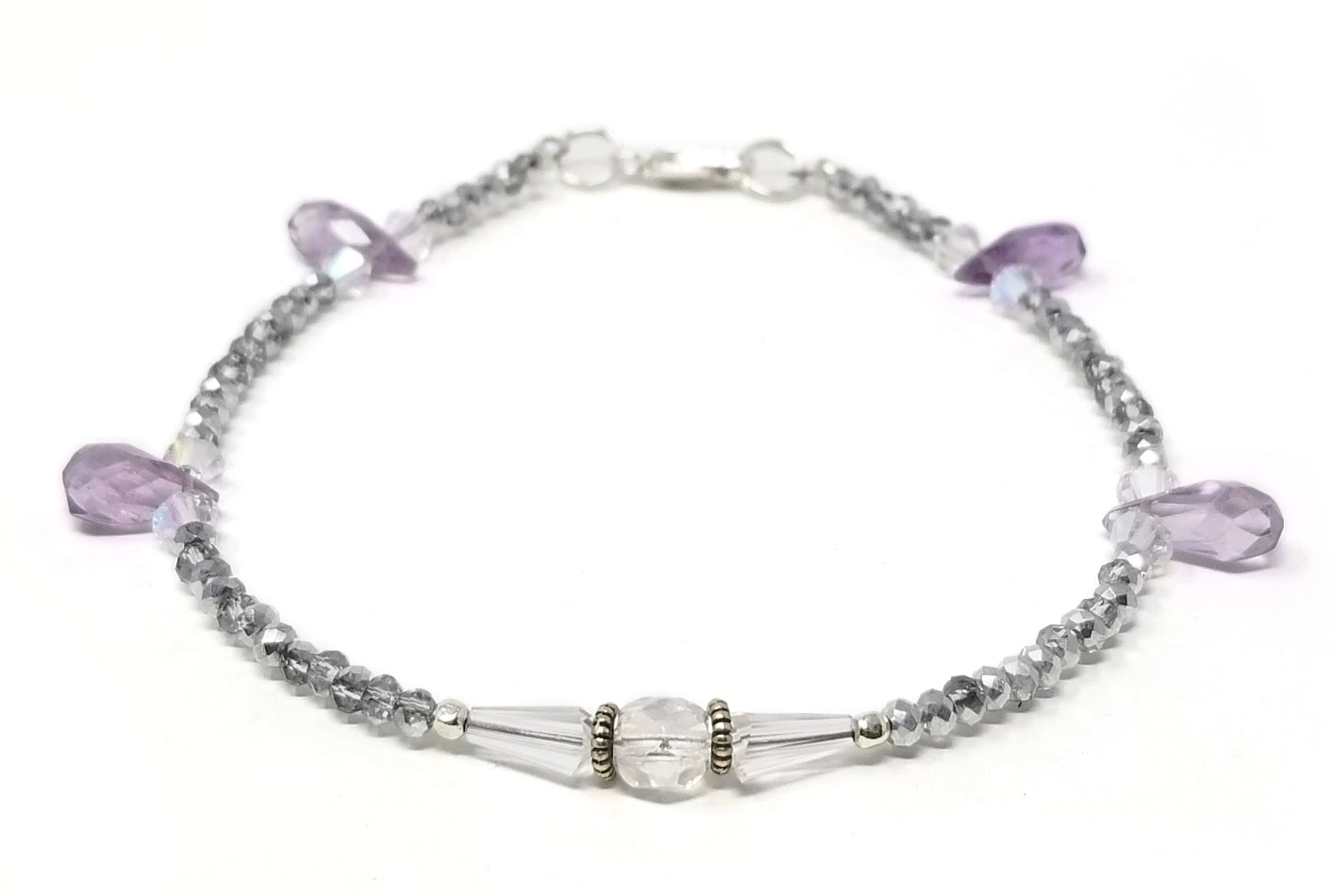 'Laini' Crystal Anklet in Purple