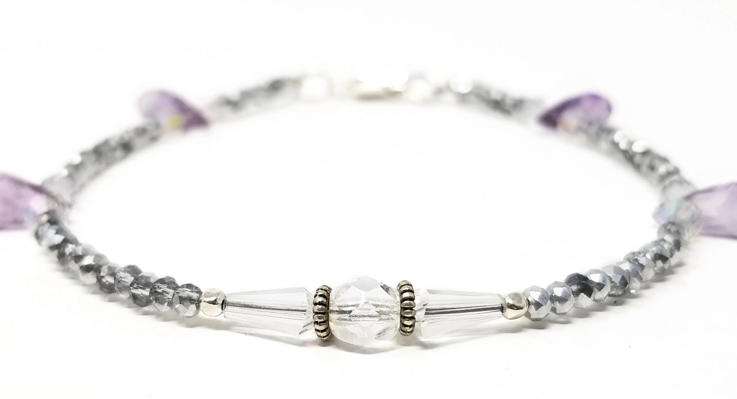 'Laini' Crystal Anklet in Purple