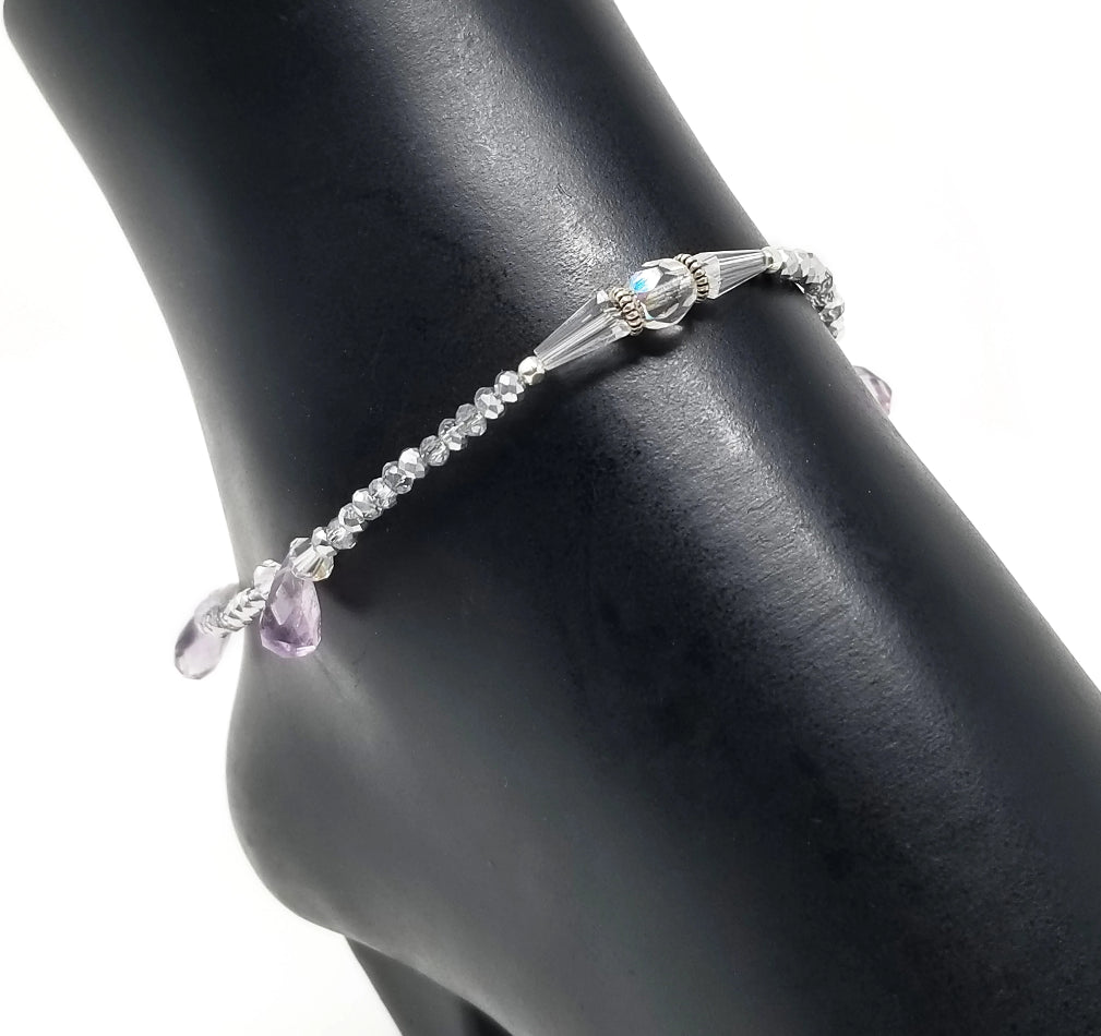 'Laini' Crystal Anklet in Purple