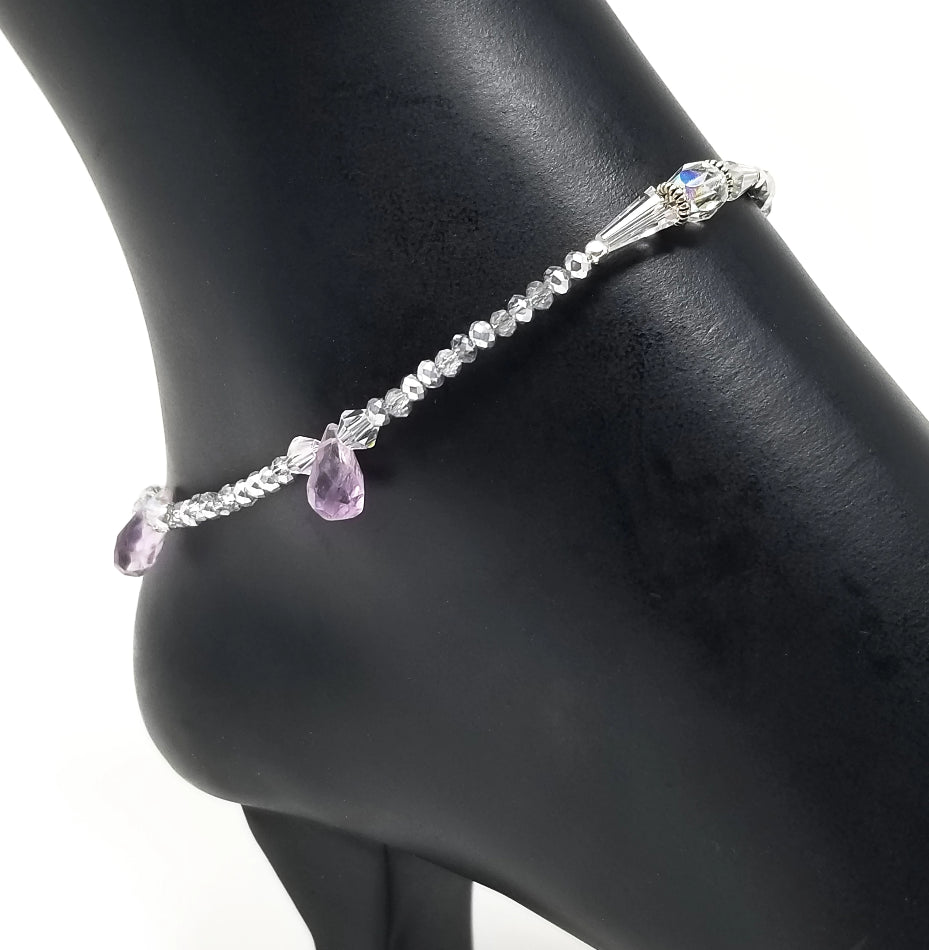 'Laini' Crystal Anklet in Purple