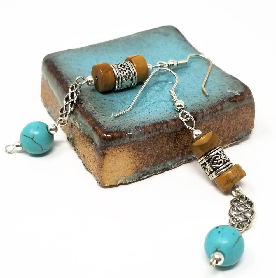 'Meli' Turquoise Earrings with Jasper