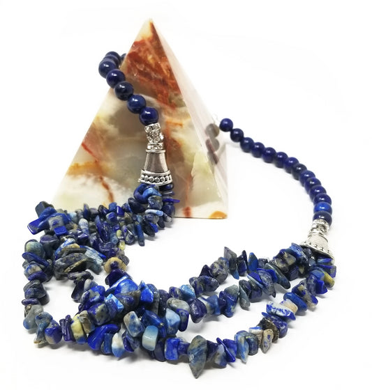'Jendayi' Lapis Lazuli Layered Necklace in Blue