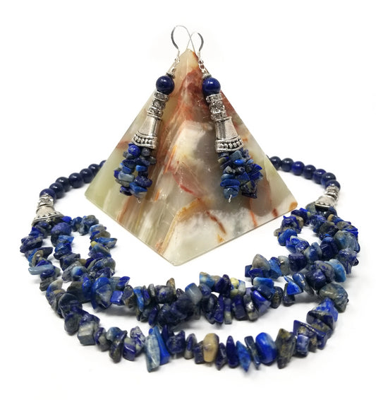 'Jendayi' Lapis Lazuli Earrings and Necklace Set