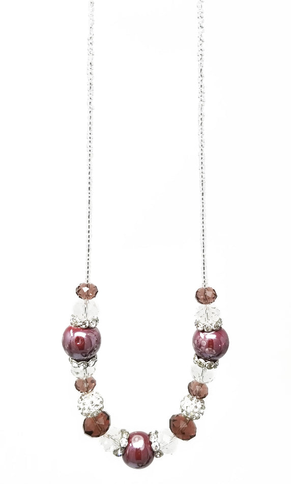 'Tamu' Pandora Style Glass Necklace in Fuchsia