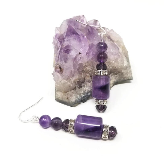 'Nichelle' Amethyst Earrings with Crystal Accents