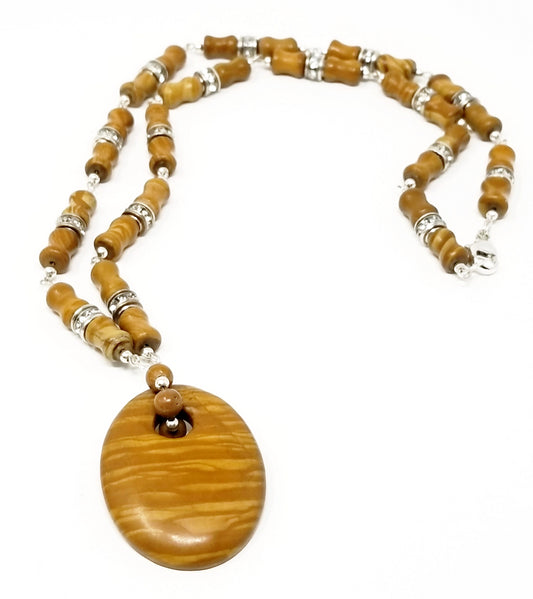 'Mstari' Yellow Jasper Pendant Necklace