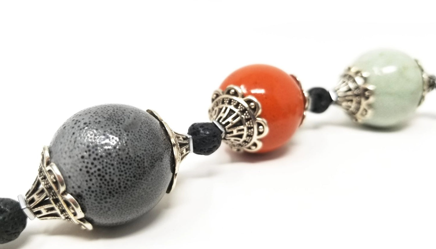 'Kauri' Multicolor Ceramic Necklace in Black Lava
