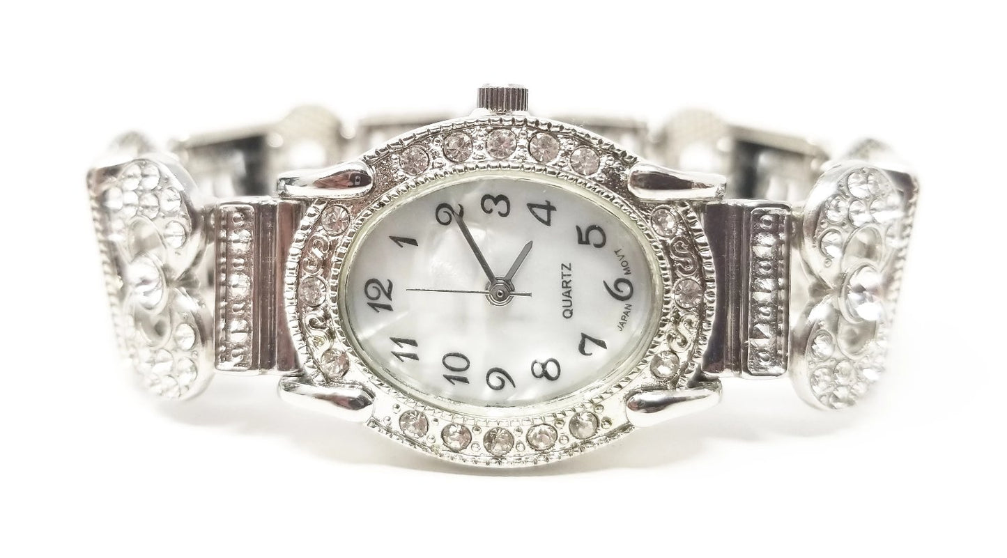 'Kya' Crystal Diamond Watch in Silver