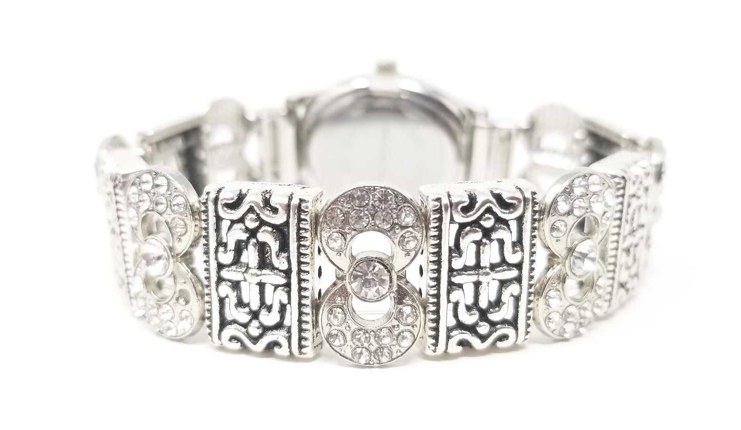 'Kya' Crystal Diamond Watch in Silver