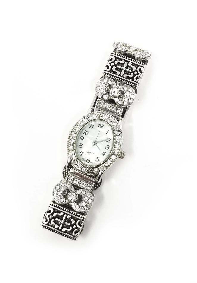 'Kya' Crystal Diamond Watch in Silver