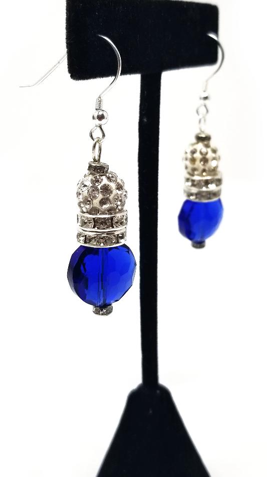 blue sapphire crystal dangle earrings for women