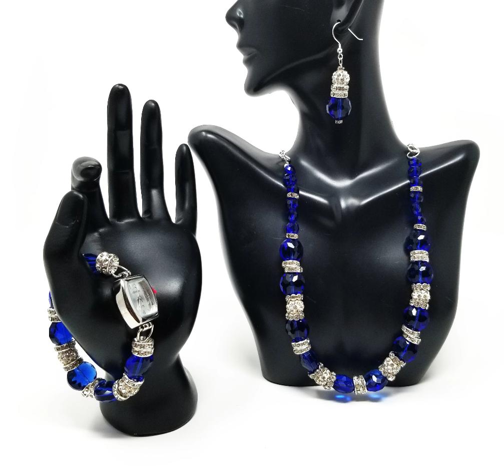 blue sapphire crystal necklace set