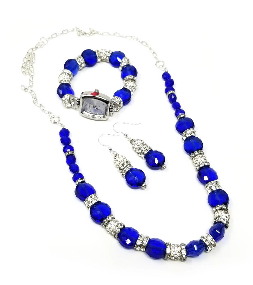 blue sapphire crystal necklace set