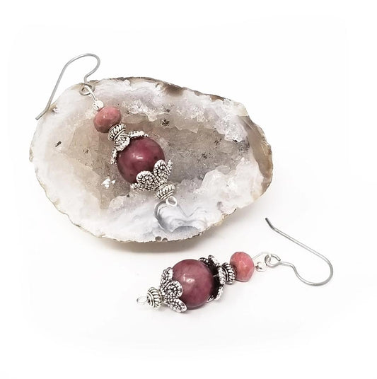 'Nadira' Brazilian Agate Earrings in Fuchsia