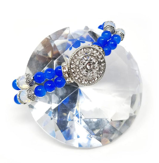 'Cyrah' Gemstone Tribal Pendant Bracelet in Blue Opal