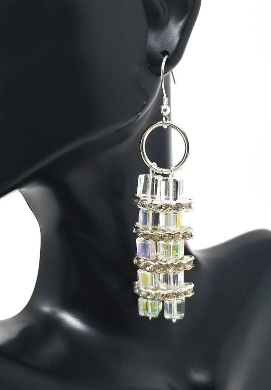 'Mandisa' Crystal Glass Earrings in Clear