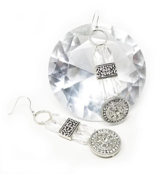 'Azana' Oversized Crystal Earrings in Silver Tribal