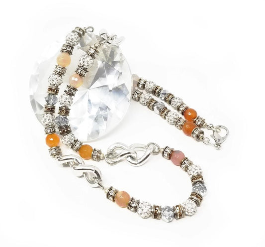 'Kymbre' Fire Agate Crystal Necklace in Silver