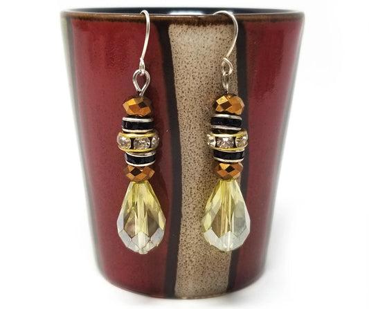 'Cassia' Crystal Glass Earrings in Champagne Copper