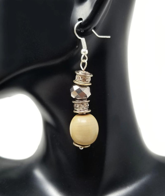 'Asabi' Crystal and Glass Earrings in Natural Seed