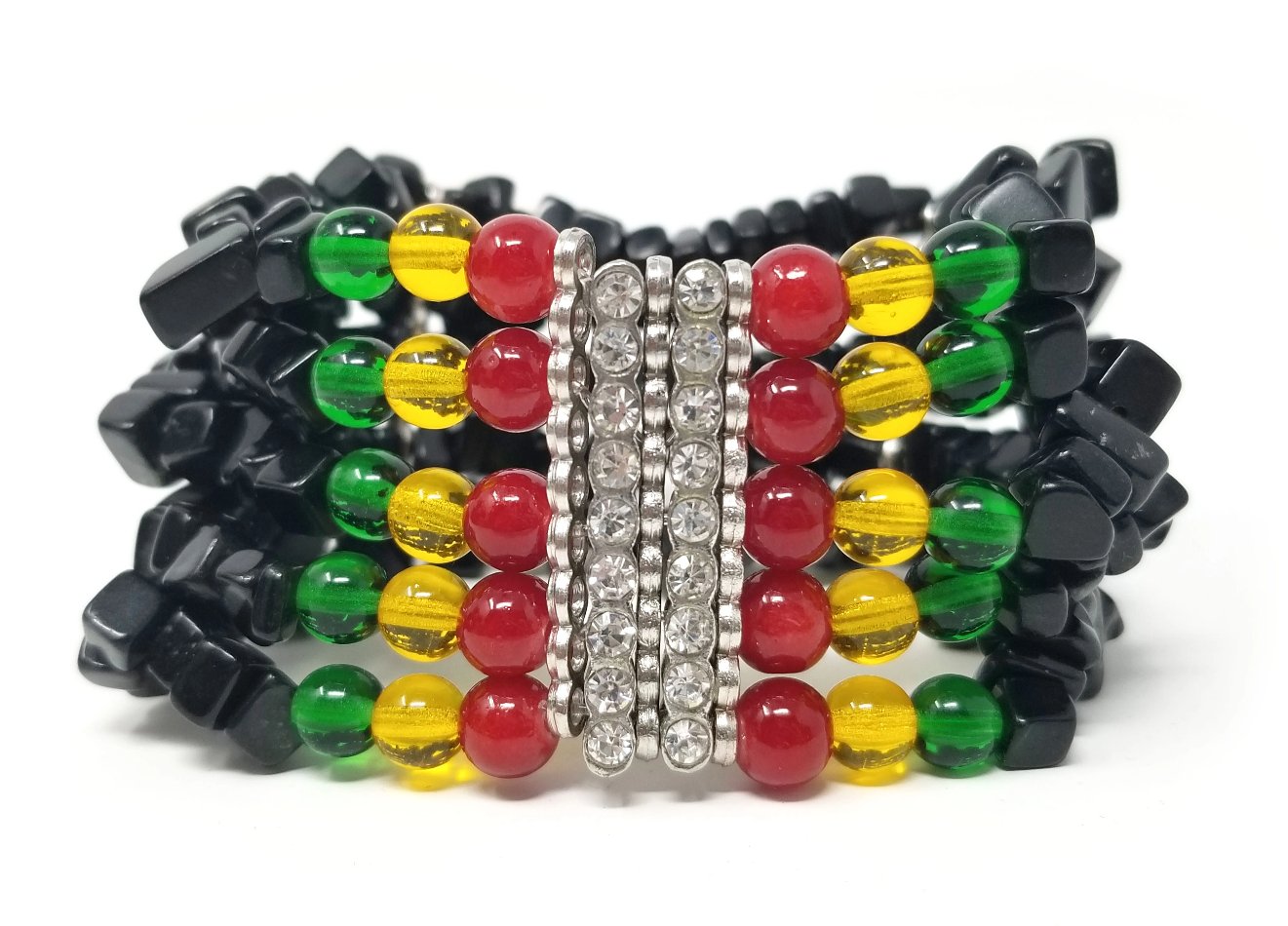 'Sadaka' Rasta Cuff Bracelet in Black Onyx