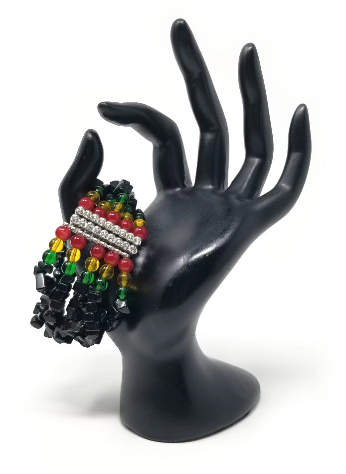 'Sadaka' Rasta Cuff Bracelet in Black Onyx