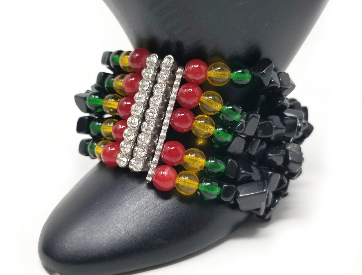 'Sadaka' Rasta Cuff Bracelet in Black Onyx