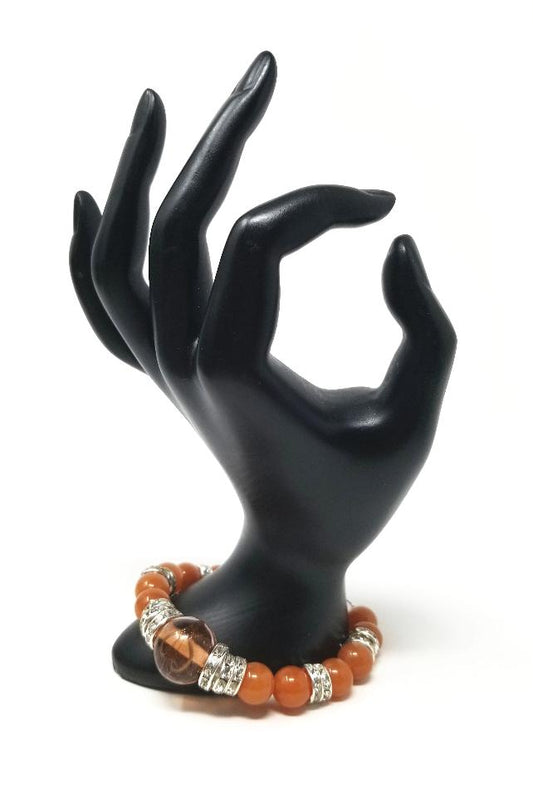 'Adita' Crystal Bracelet in Peach Aventurine