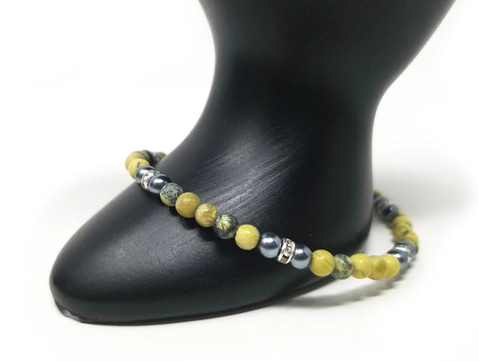 'Meleni' Yellow Turquoise and Hematite Bracelet