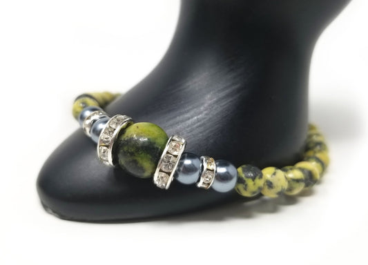 'Kelenna' Hematite Bracelet in Yellow Turquoise