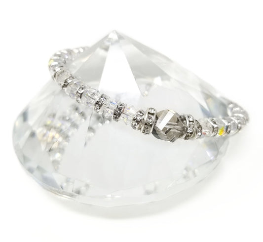 'Tarisai' Crystal and Glass Bracelet in Smokey Gray