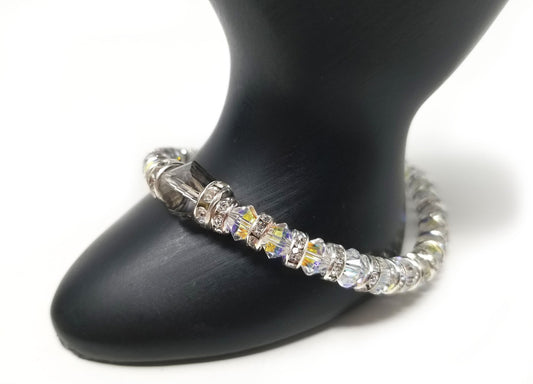 'Tarisai' Crystal and Glass Bracelet in Smokey Gray