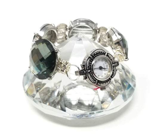 'Neliah' Crystal Cabochon Watch in Green